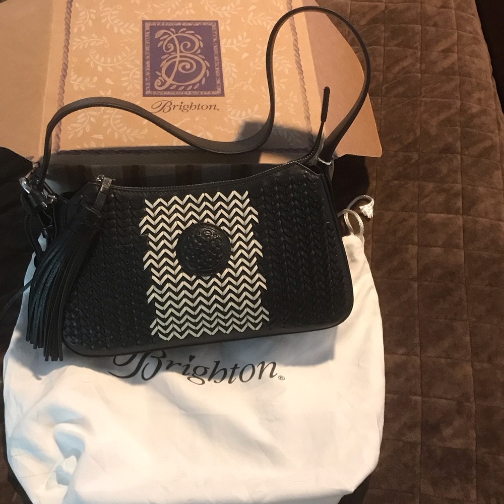 Brighton Black and White Chevron Shoulder Bag… NEW